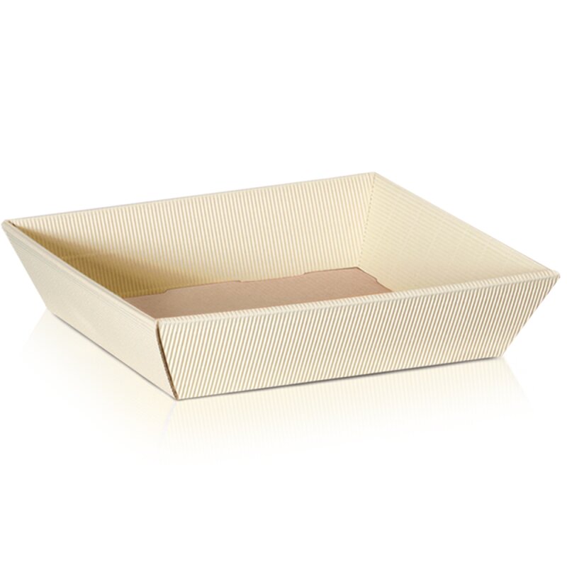 25 x Präsentkorb 4-eckig 'klein flach' 190 x 160 x 52 mm (Creme)