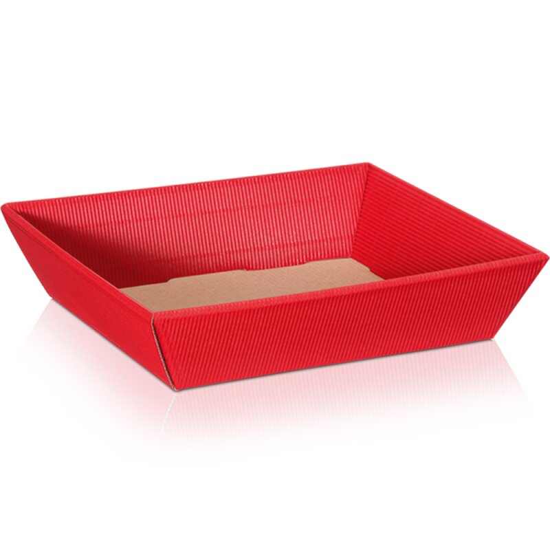 25 x Präsentkorb 4-eckig 'klein flach' 190 x 160 x 52 mm (Rot)
