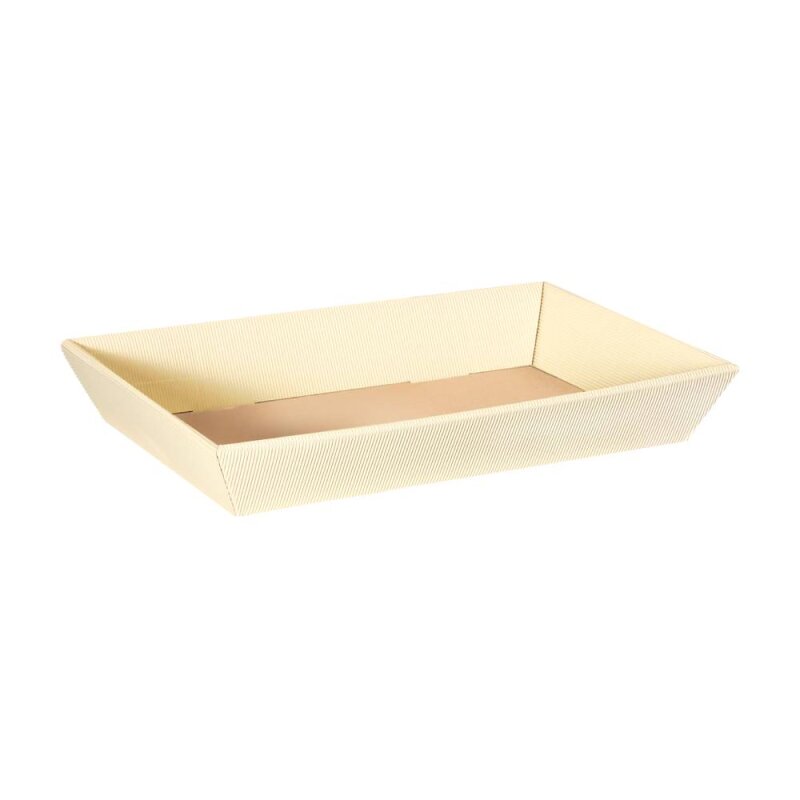 25 x Präsentkorb 4-eckig 'mittel flach' 336 x 196 x 53 mm (Creme)