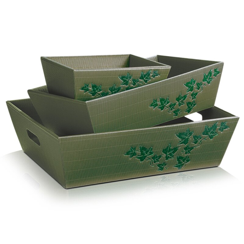25 x Präsentkorb 4-eckig 'mittel' 336 x 196 x 110 mm (Efeu)