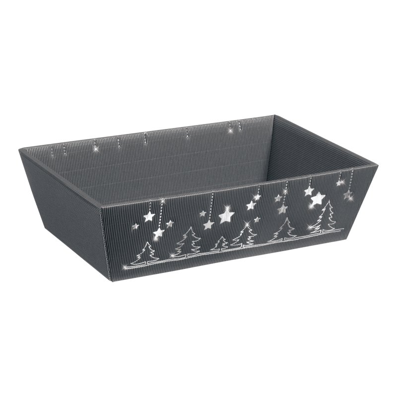 25 x Präsentkorb 4-eckig 'mittel' 336 x 196 x 110 mm (Weihnachtsglanz)