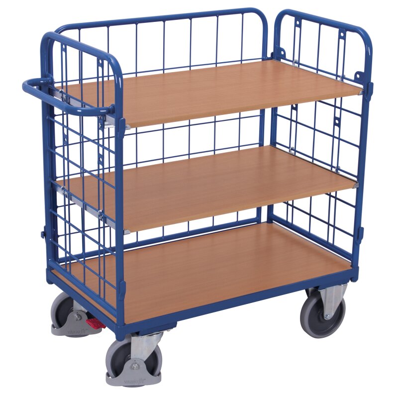 VARIOfit Paket-Dreiwandwagen mit 3 Böden 500 kg Traglast Typ XL + Eas