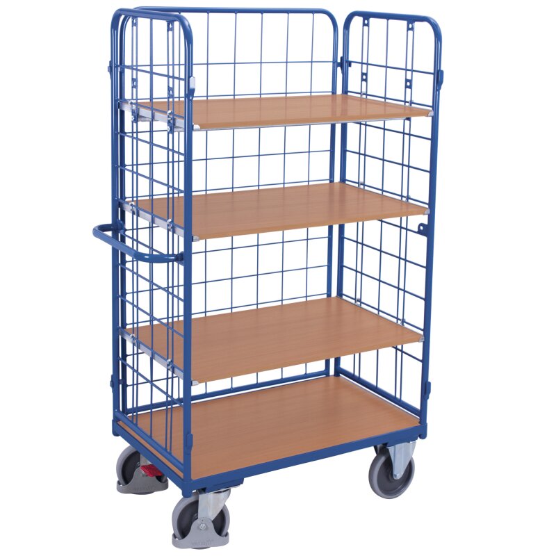 VARIOfit Paket-Dreiwandwagen hoch mit 4 Böden 500 kg Traglast Typ XL