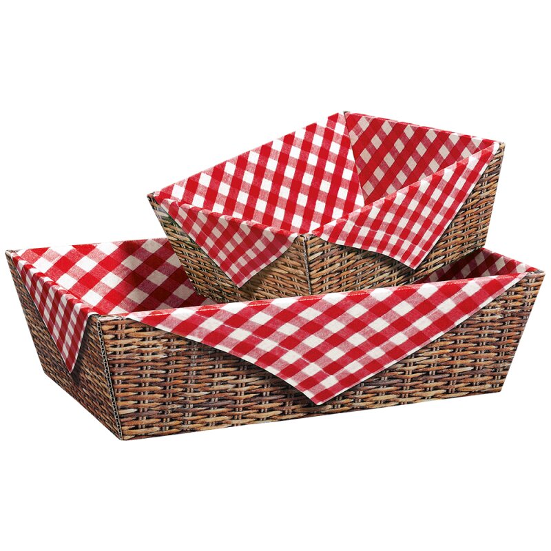 25 x Präsentkorb 4-eckig 'Brotzeit' 336 x 196 x 110 mm (rot)