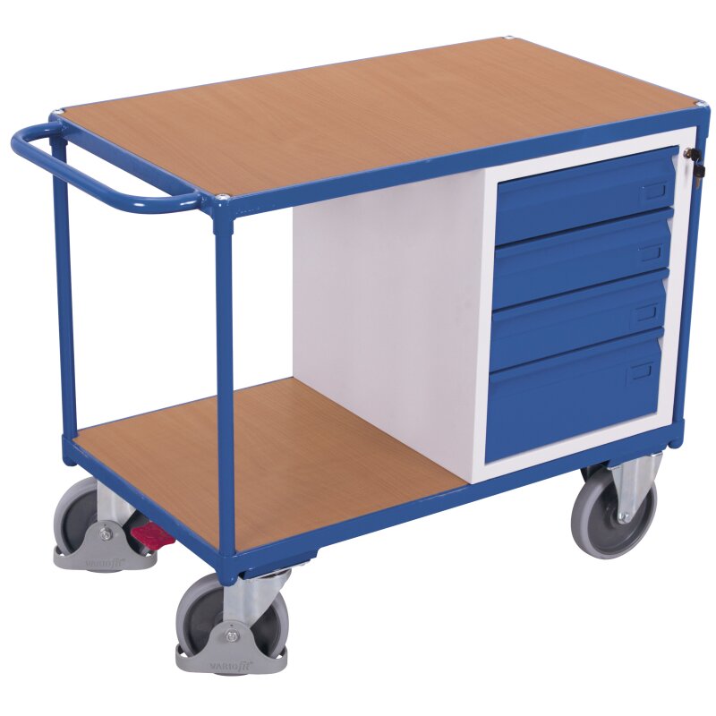 VARIOfit Werkstattwagen mit 4 Schubladen, 2 Ladeflächen + EasySTOP -