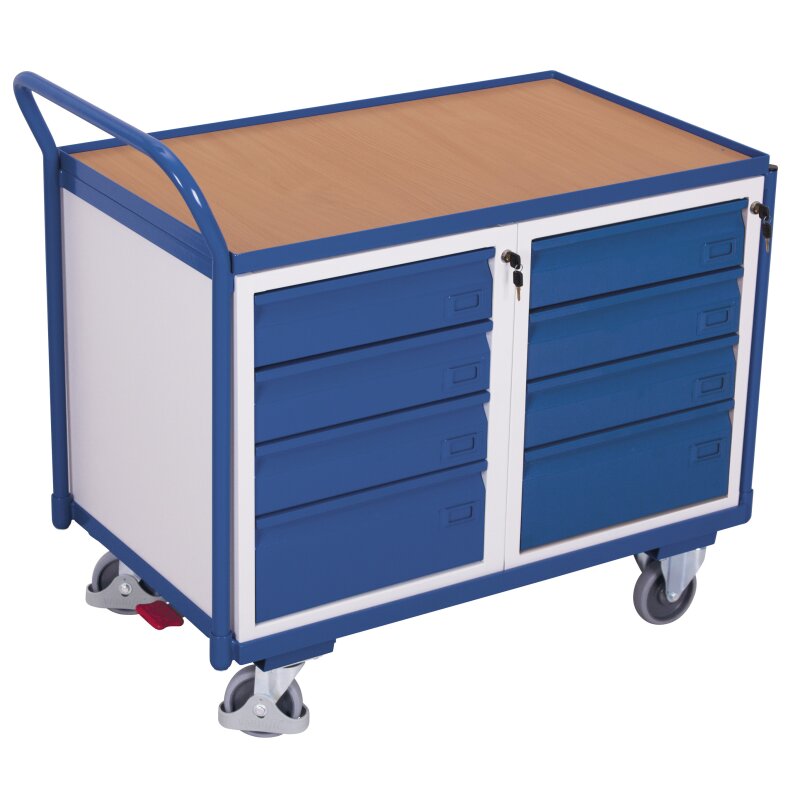 VARIOfit Werkstattwagen mit 1 Ladefläche, 8 Schubladen + EasySTOP - E