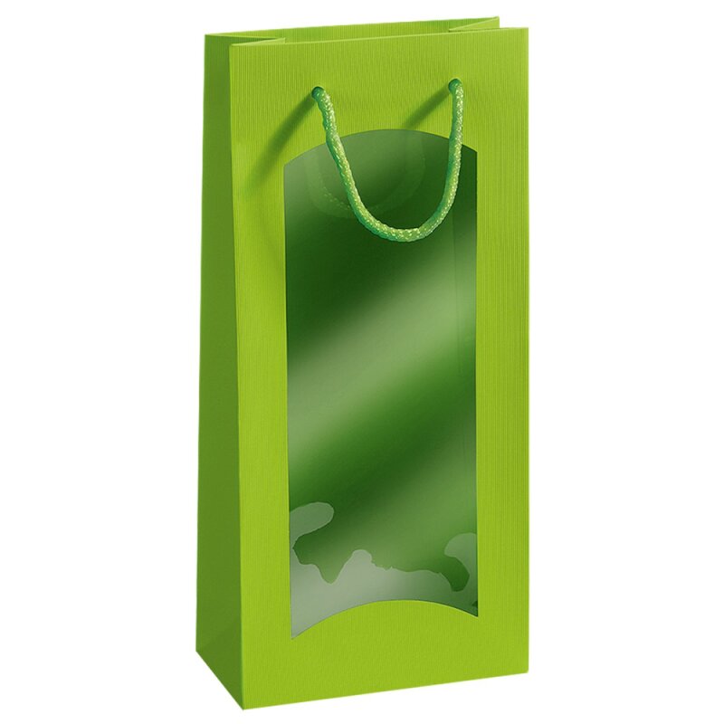 20 x Geschenktüte mit Sichtfenster für 2 Flaschen 170 x 85 x 360 mm (Hell