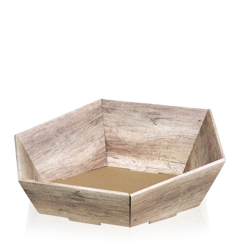 25 x Präsentkorb 6-eckig 465 x 415 x 90/155 mm (Wood)