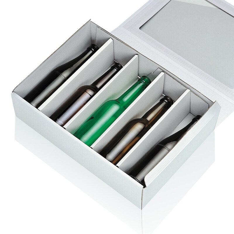 50 x Biereinlage 'weiß' für 5 Flaschen 360 x 90 x 250 mm