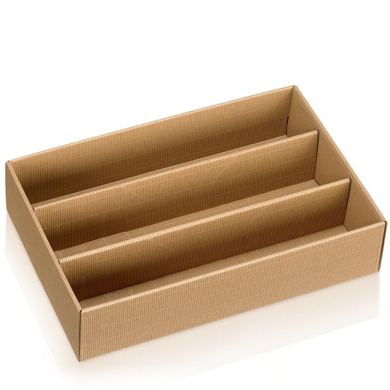 25 x Schatullenboden 'Modern Nature' für 3 Flaschen 380 x 250 x 90 mm