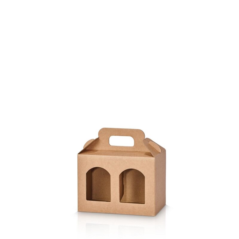 50 x Geschenkbox mit Henkel 'Gourmet Duo Natur' 170 x 80 x 120 mm