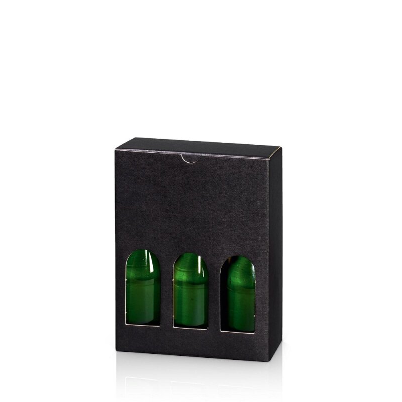 50 x Faltschachtel mit Fenster für 3 Flaschen 167 x 55 x 213 mm 'Seta Schw