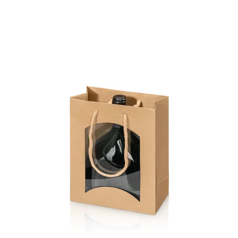 20 x Tragetasche 'Natura Pur' -S- mit Fenster, Kraftpapier (vormals BB)