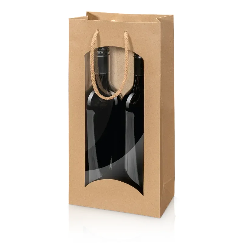 20 x Geschenktüte mit Sichtfenster 170 x 85 x 360 mm (natur)