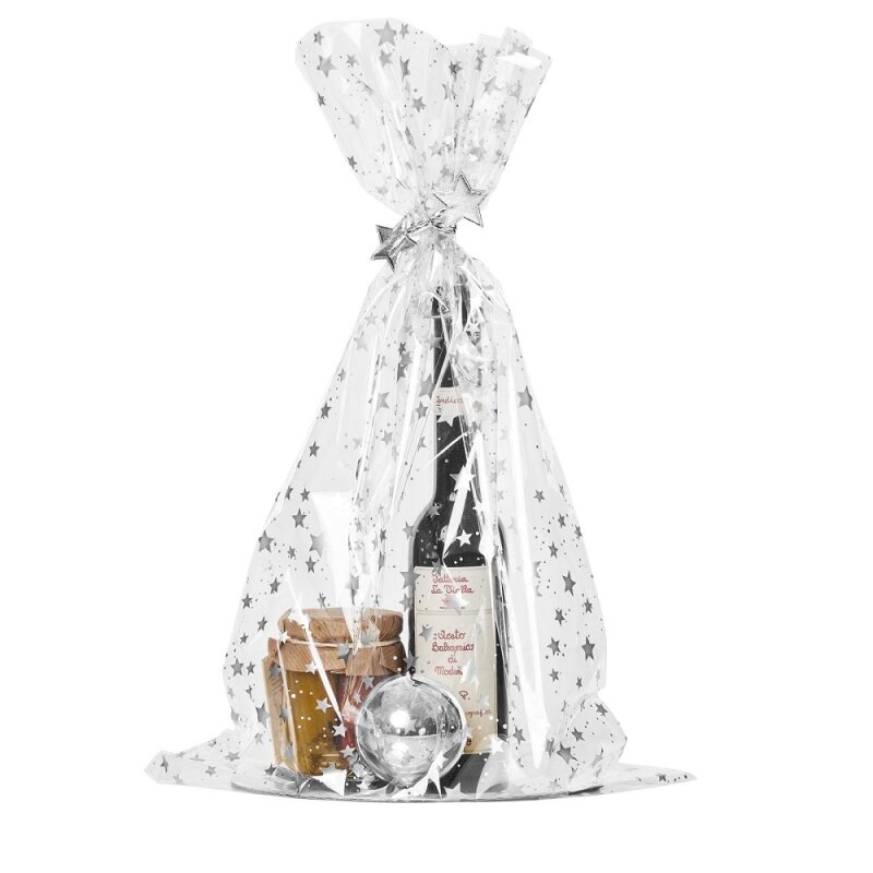 50 x Klarsichtbeutel 500 x 350 mm (Sterne Silber)