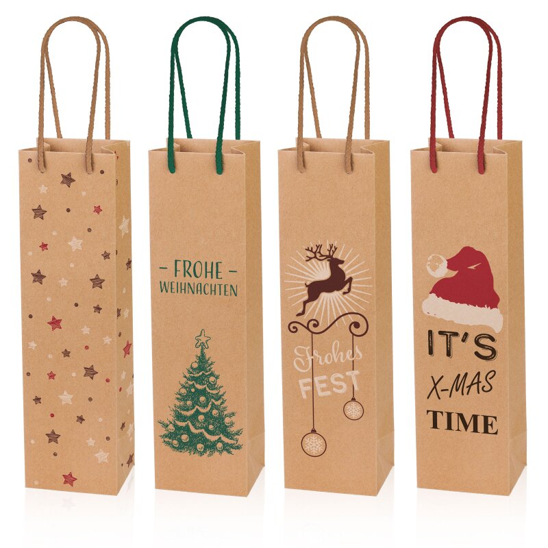 20 x Tragetasche 'Natura Christmas' sortiert, 1er, Kraftpapier