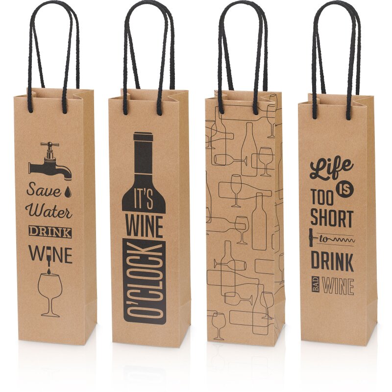20 x Tragetasche 'Natura Wine' sortiert, 1er, Kraftpapier