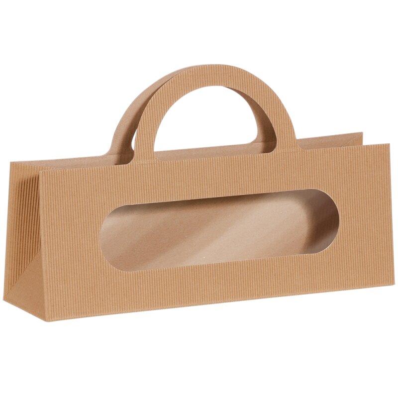 50 x Geschenktüte mit Sichtfenster 'Natura' für 1 Flasche 90 x 360 x 132