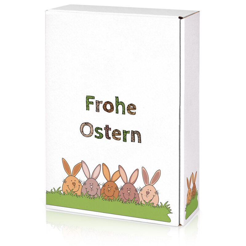 25 x Präsentkarton 'Natura Weiß Hasenbande' für 3 Flaschen 360 x 250 x 9
