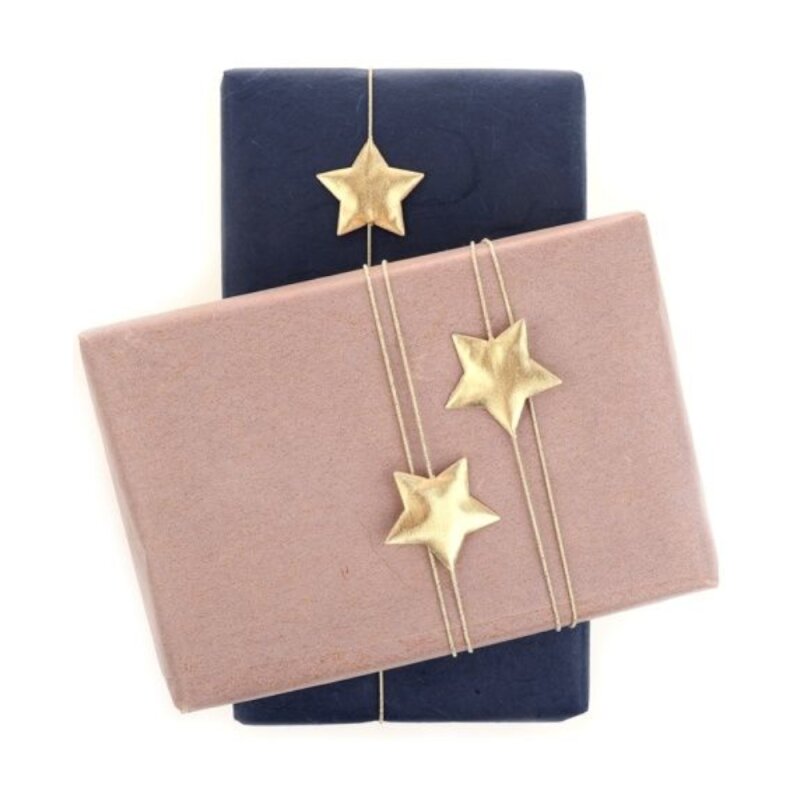 25 x Geschenkschleife mit Gummiband 'Stern Klein' in Gold 60 cm