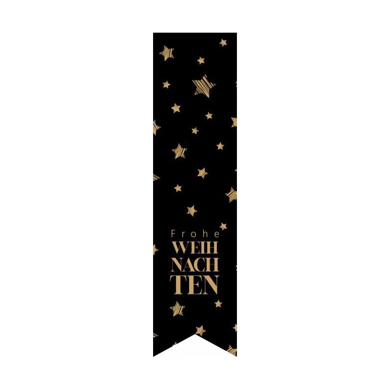 Etikett 'Frohe Weihnachten' in Schwarz 35 x 135 mm