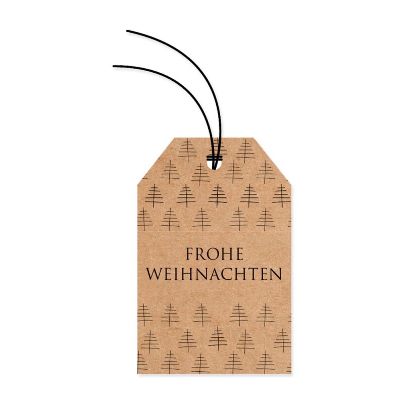 12 x Geschenkanhänger mit Band 'Bäume Natur' 80 x 52 mm