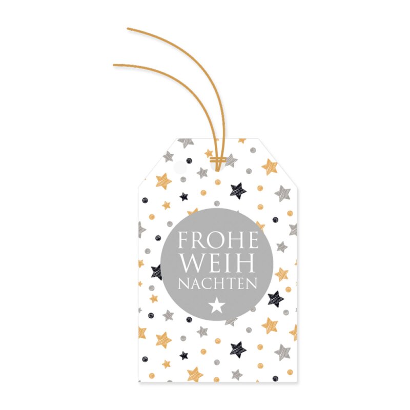 12 x Geschenkanhänger mit Band 'Sternchen' 80 x 52 mm