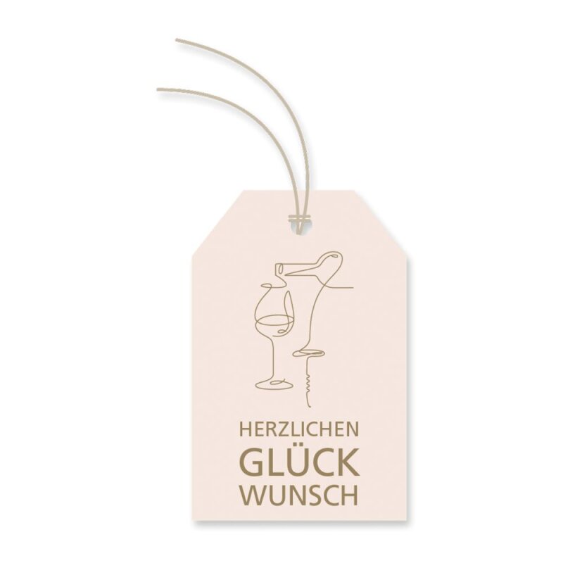 12 x Geschenkanhänger mit Band 'Herzlichen Glückwunsch' 80 x 52 mm