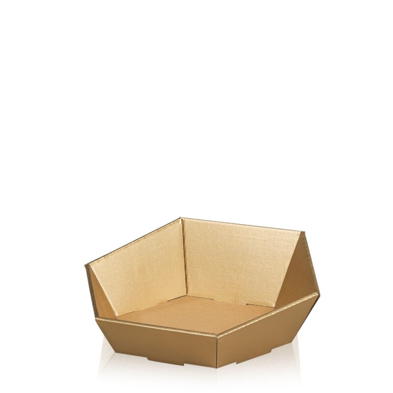 25 x Präsentkorb 6-eckig 330 x 270 x 75/110 mm (Gold)