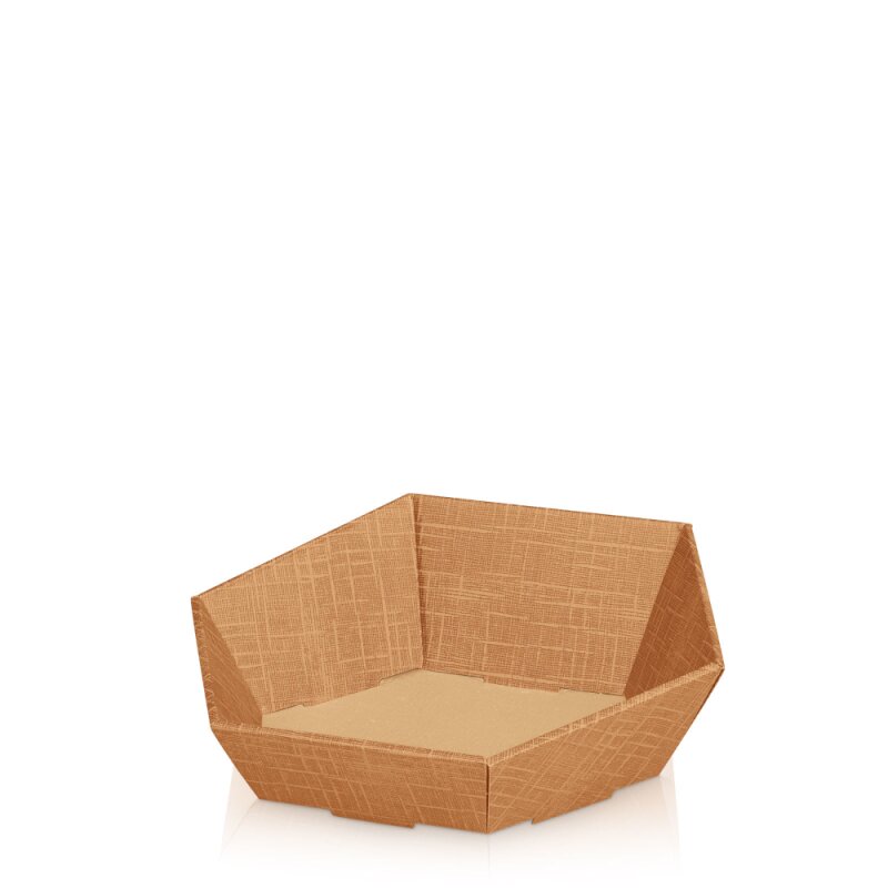 25 x Präsentkorb 6-eckig 330 x 270 x 75/110 mm (Natur)