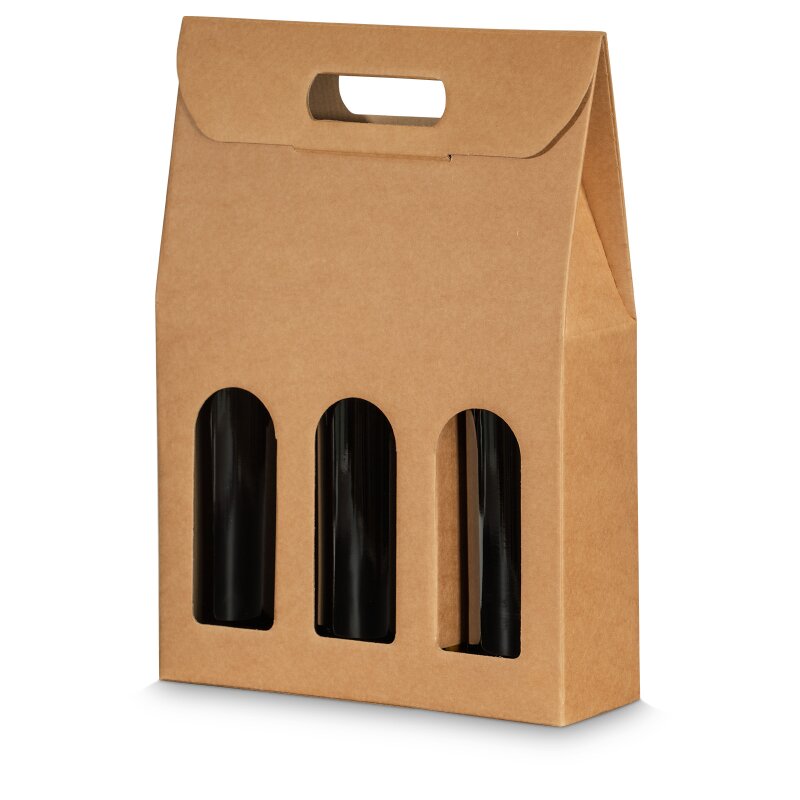 30 x Tragekarton für 3 Flaschen 'Natura Pur' 260 x 95 x 340 mm