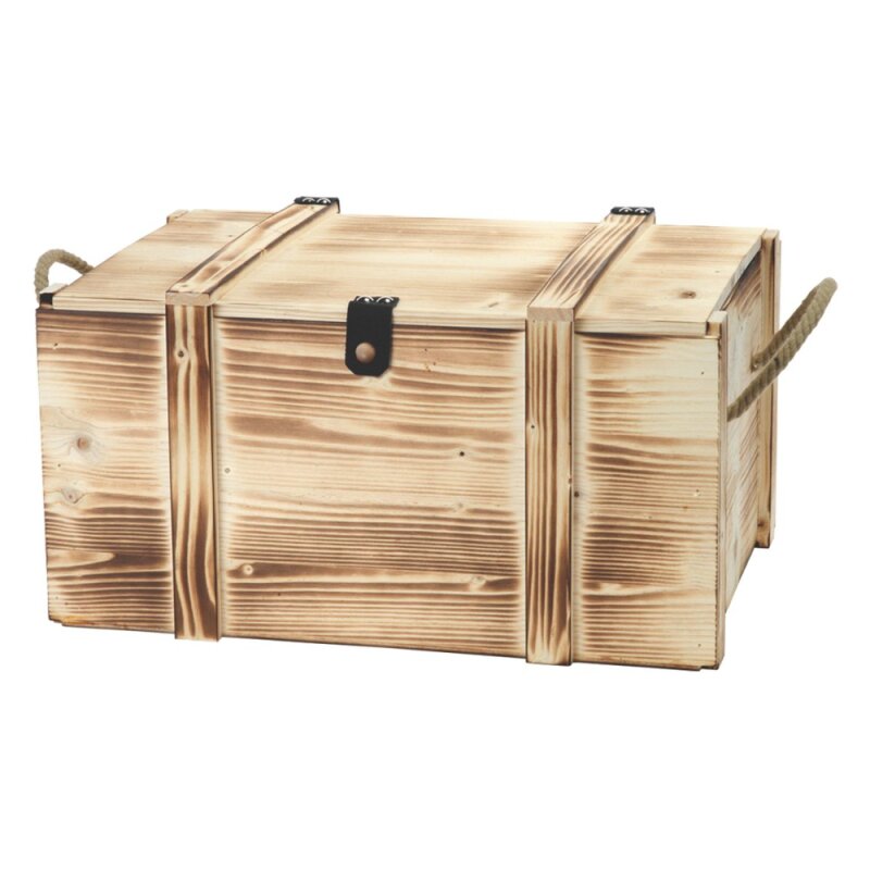 Holzkiste 6er 'geflammt' für Sekt/Wein 365 x 260 x 190 mm
