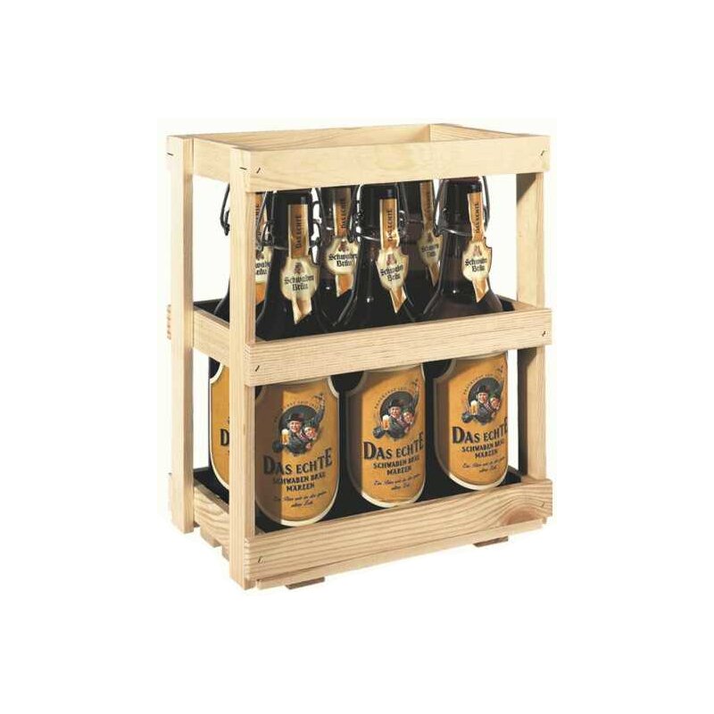 Holzsteige für 6 Flaschen 'Bier' in Natur 216 x 144 x 290 mm