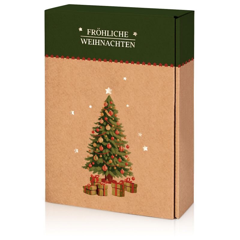 25 x Präsentkarton 'Natura Weihnachten'' für 3 Flasche 360 x 250 x 90 mm