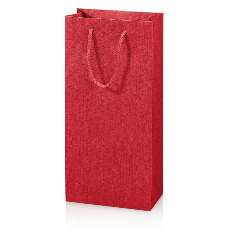 20 x Tragetasche 'Satina Rot' 2er, Strukturpapier