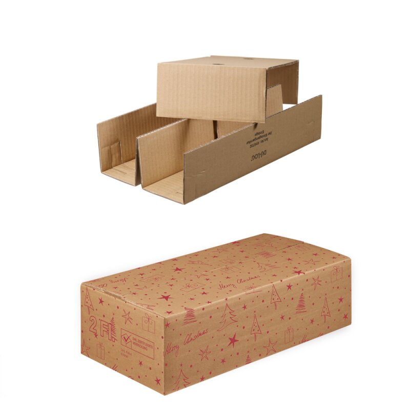 25 x Versandsystem für 2 Flaschen 'X-MAS' 370 x 210 x 105 mm