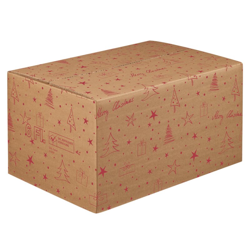 10 x Versandkarton für 6 Flaschen 'X-MAS' 312 x 210 x 370 mm