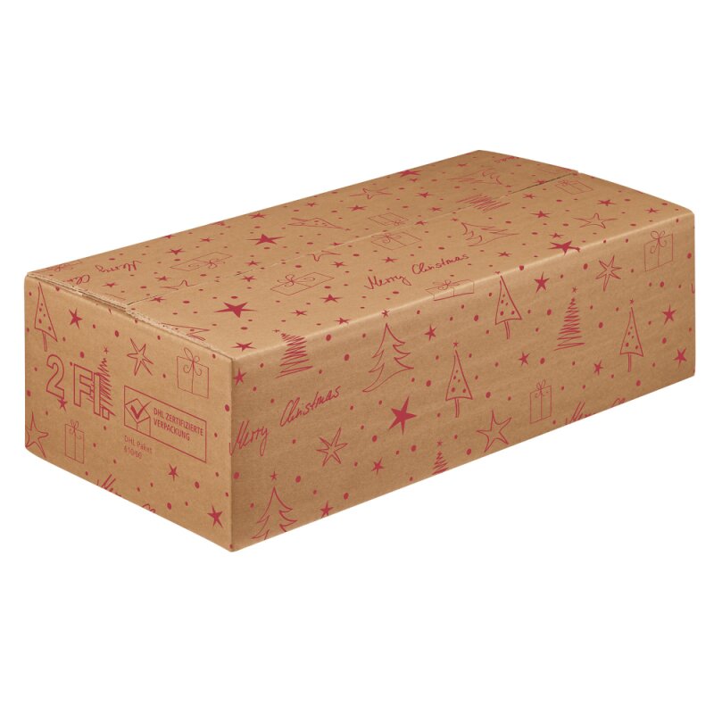 25 x Versandkarton für 2 Flaschen 'X-MAS' 210 x 105 x 370 mm