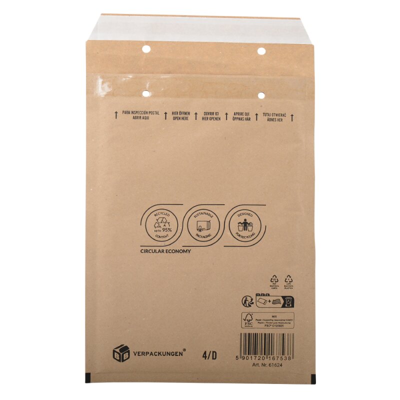Luftpolsterversandtasche (braun) 4 / D 180 x 265 mm für DIN