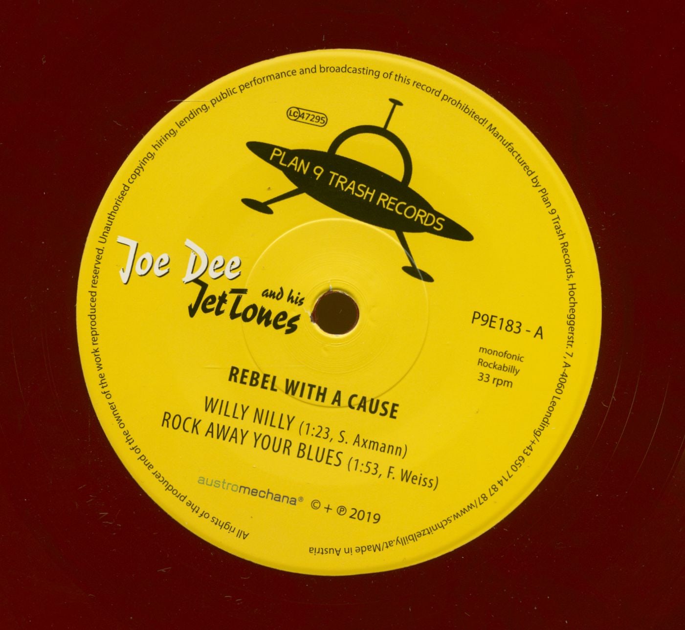 Joe Dee & His JetTones - Rebel With A Cause (7inch, EP, 33rpm, SC, Red Vinyl)