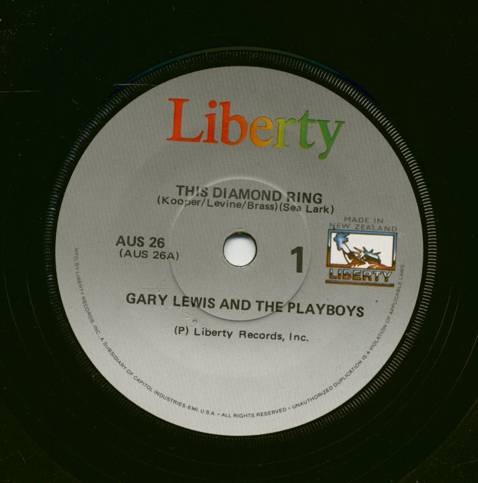 Lewis, Gary & The Playboys - This Diamond Ring - I Saw Elvis Presley Last Night (7inch,1