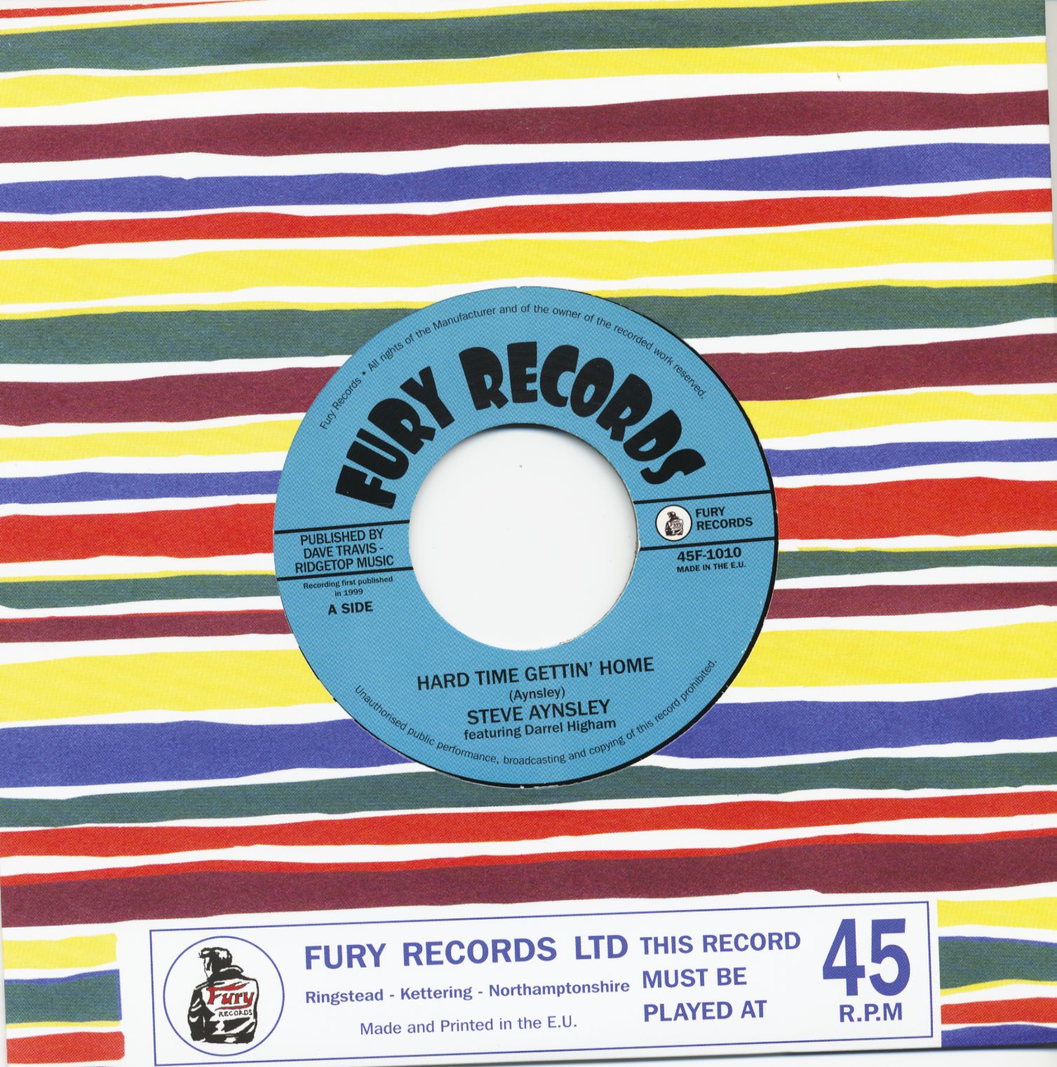 Aynsley, Steve - Hard Time Gettin' Home - Too Young For Love (7inch, 45rpm)