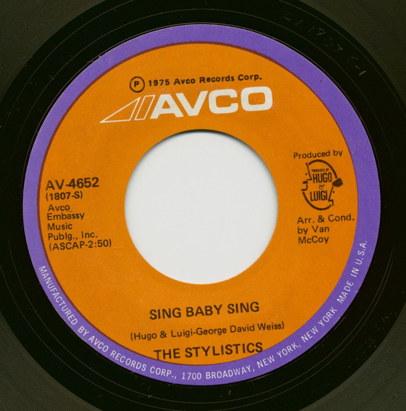 Stylistics - Sing Baby Sing - Thank You Baby (7inch, 45rpm)