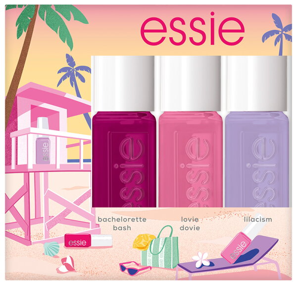 Essie Sommer-Nagellack-Set hang loose: Mini Trio Kit, 30 bachelorette bash, 20 lovie dovie, 37 lilacism Nagellack Set 15ml