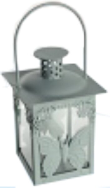 Accentra Metall-Laterne mit Schmetterlingsdeko, 4-farbig sortiert (weiß, pink, grau oder grün) 1 Stk.