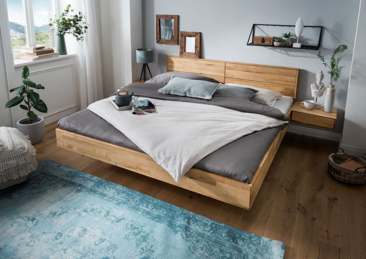 Massivholz-Bett Roseville, 180 x 220 cm Kernbuche, parkettverleimt