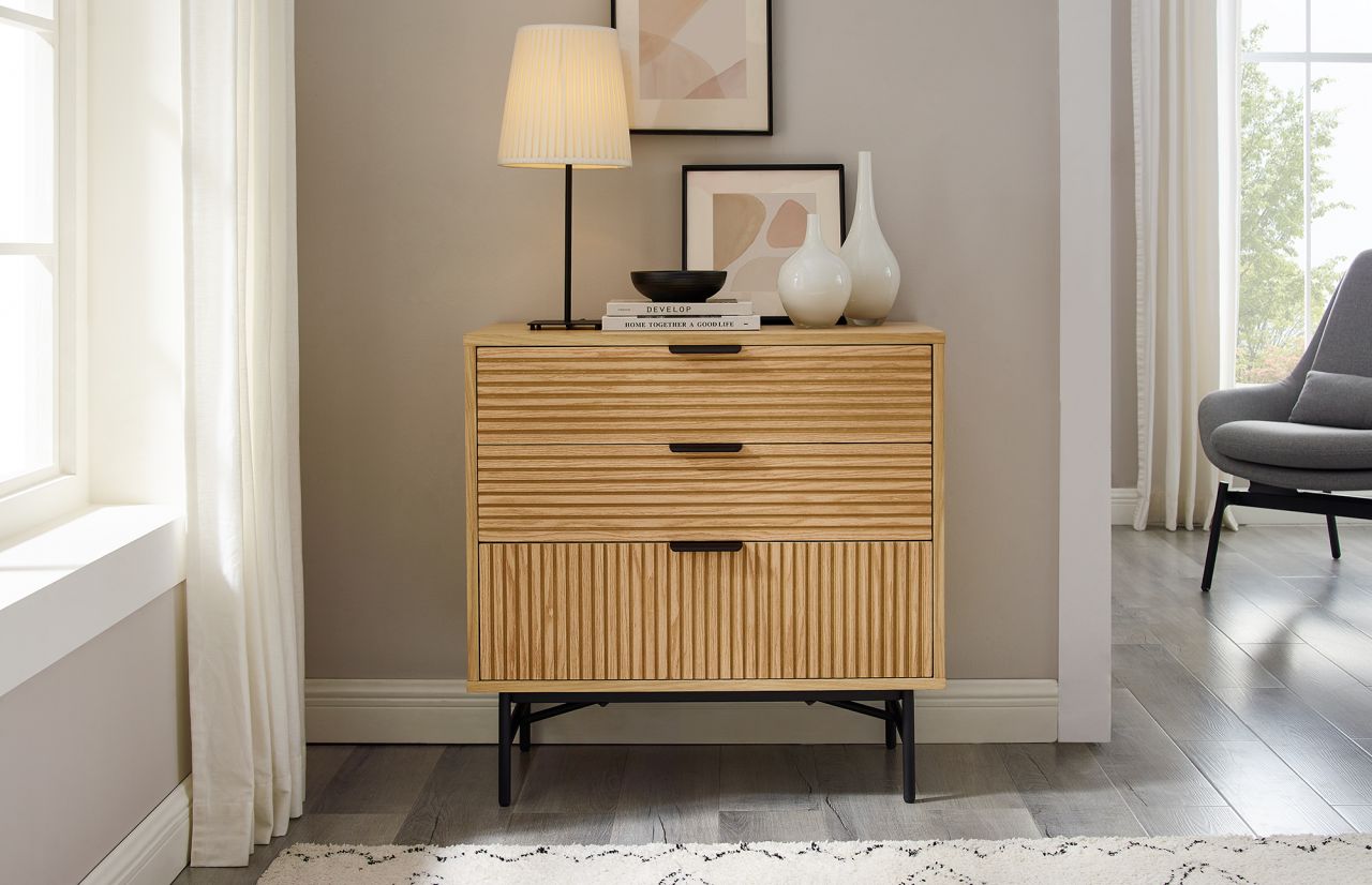 Kommode 80 cm Eiche Echtholzfurnier 371695,