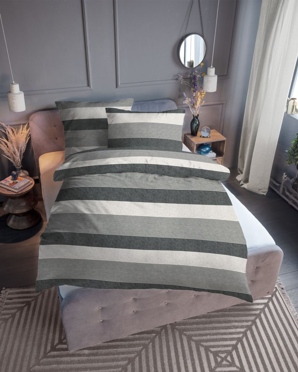 Gradual Stripes 849790, 155 x 220 + 80 x 80 cm  Blau