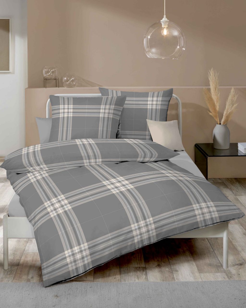 Kaeppel Edelflanell Bettwäsche 'Pure', 155 x 220 + 80 x 80 cm Anthrazit