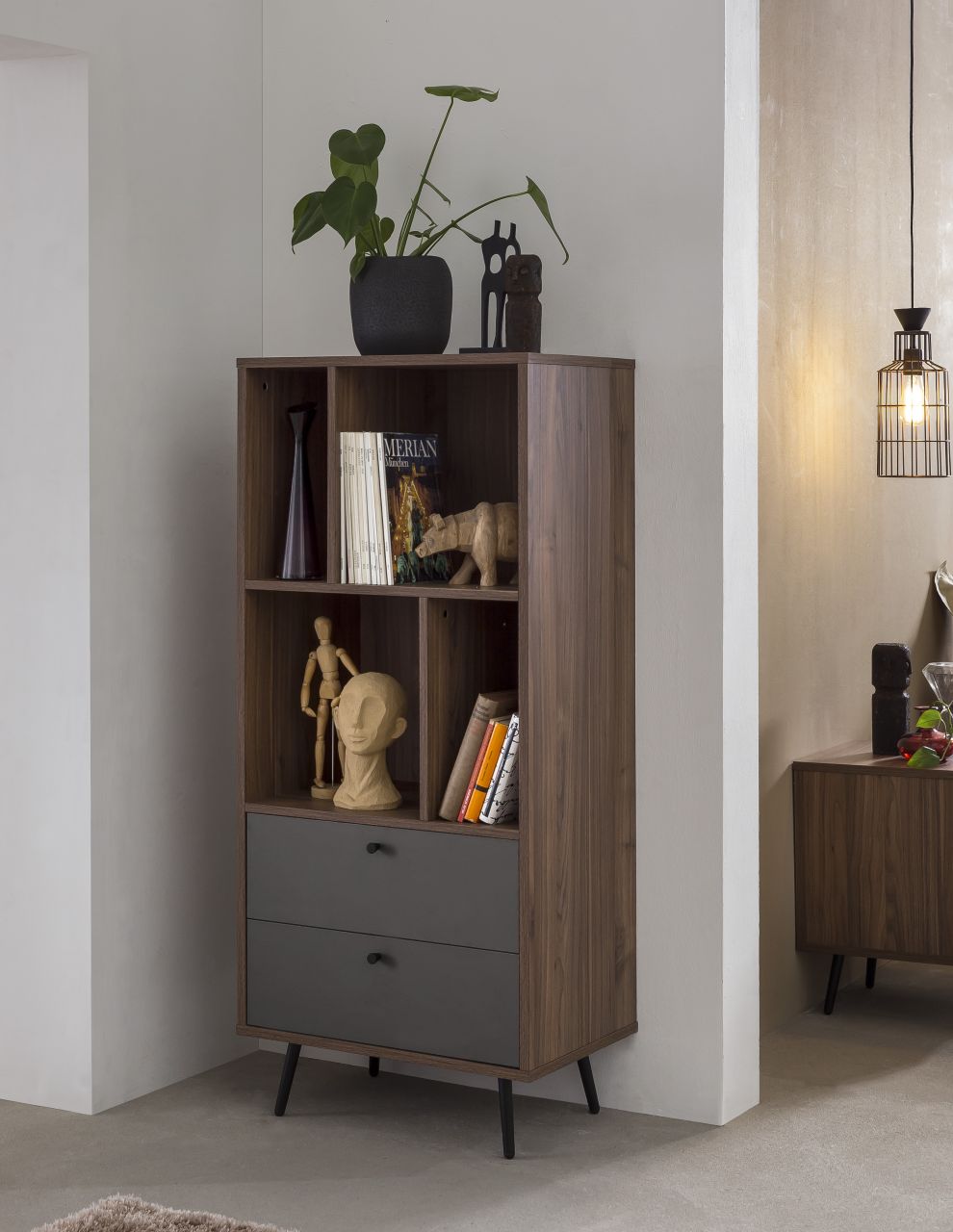 Bücherregal Walnuss / Grau 395950,